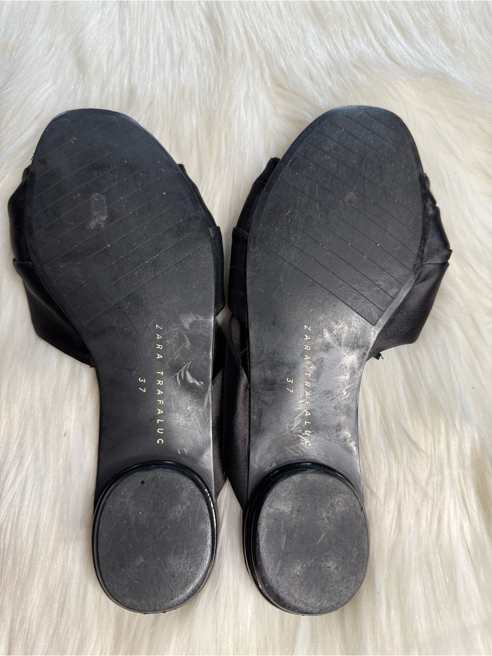 Zara Black Satin Rhinestone Embellished Slides - Picture 4 of 7
